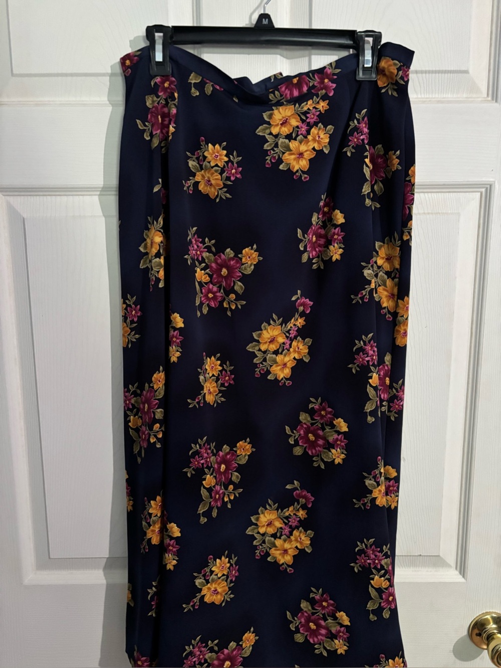 Liz Claiborne Navy Maxi Skirt with Yellow & Pink Floral Print